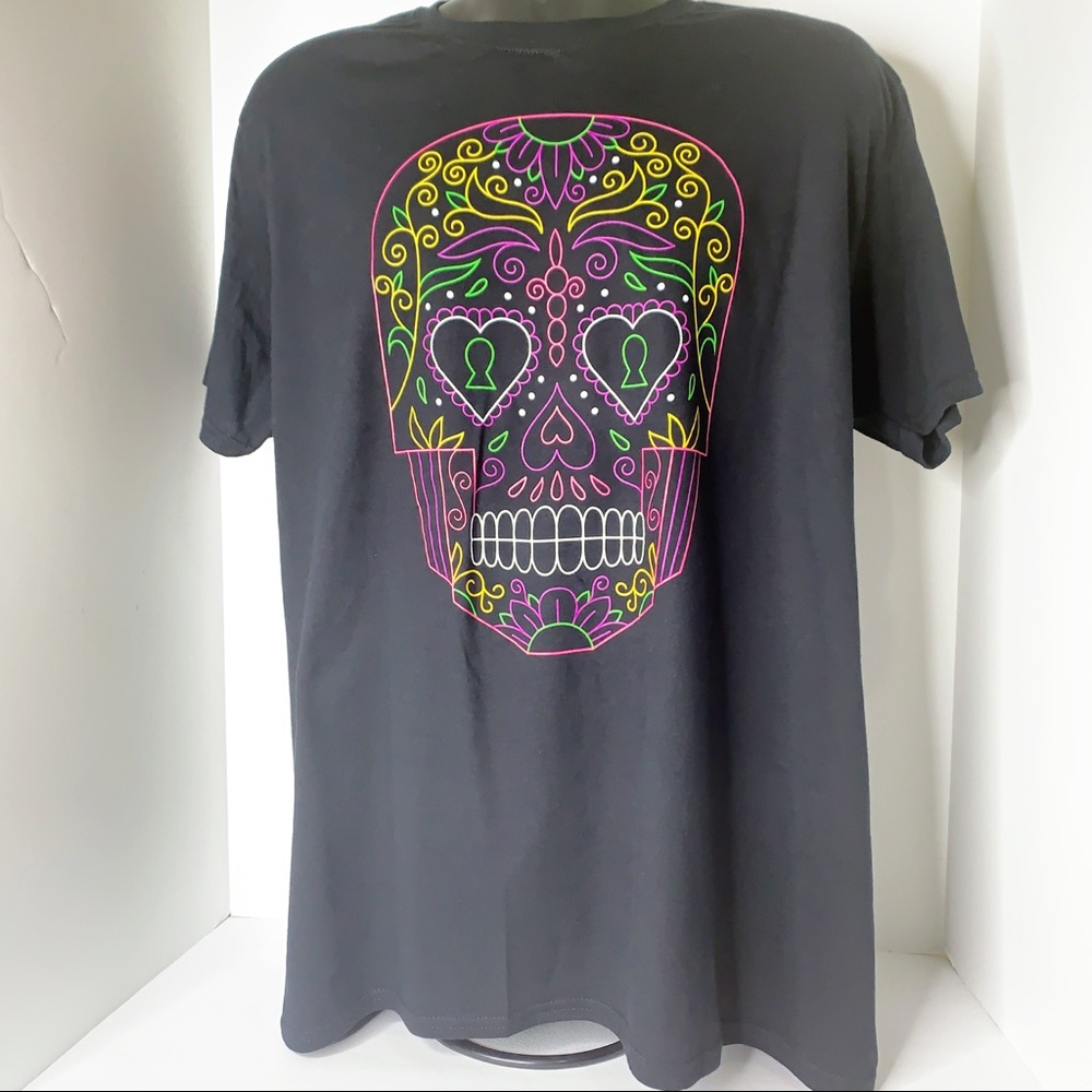 DAY OF THE DEAD Skull Black Tee t-shirt, Dia De Muertos